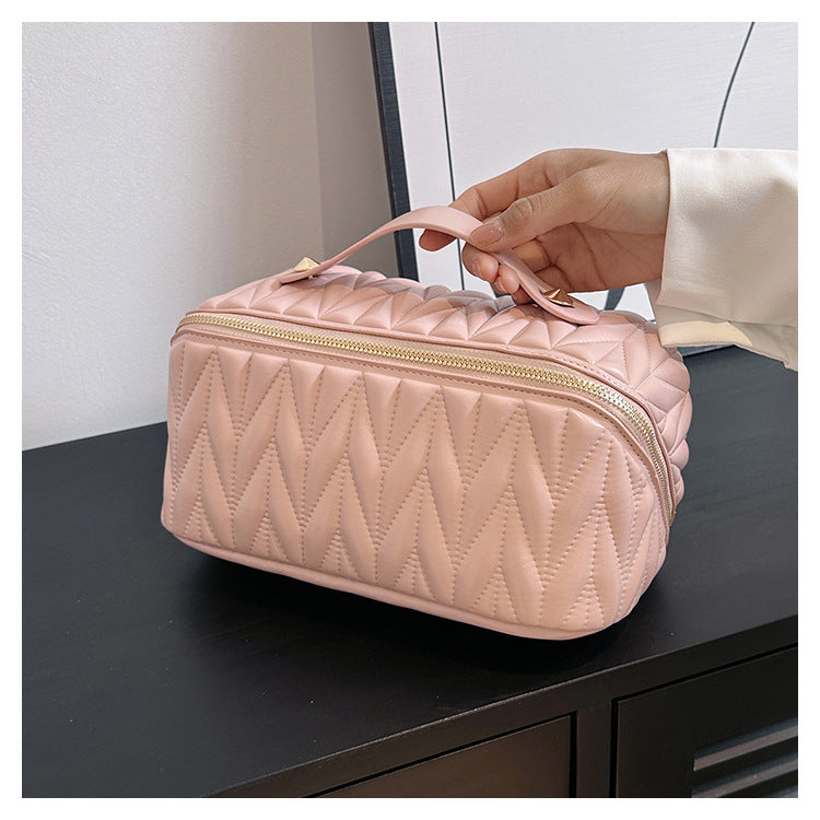 PU Makeup Brush Storage Multifunctional Cosmetic Organizer Bag Large Capacity Lightweight with Zipper Portable for Holiday Gifts