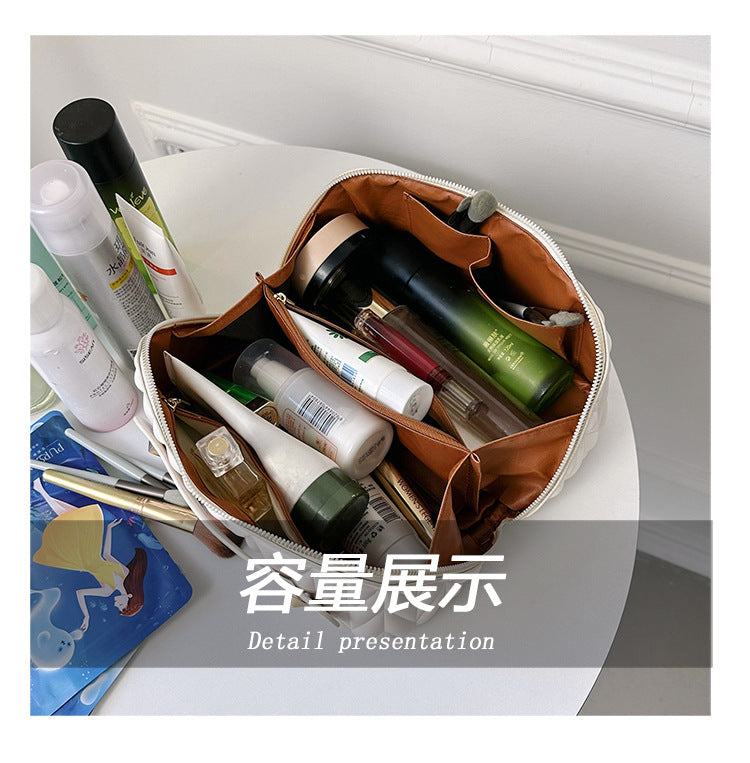 PU Makeup Brush Storage Multifunctional Cosmetic Organizer Bag Large Capacity Lightweight with Zipper Portable for Holiday Gifts