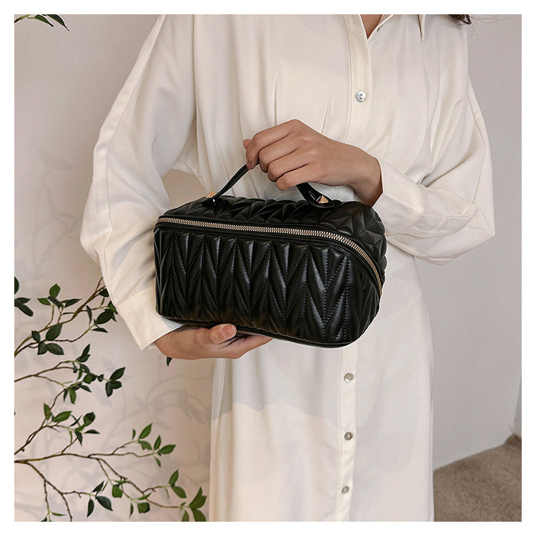 PU Makeup Brush Storage Multifunctional Cosmetic Organizer Bag Large Capacity Lightweight with Zipper Portable for Holiday Gifts