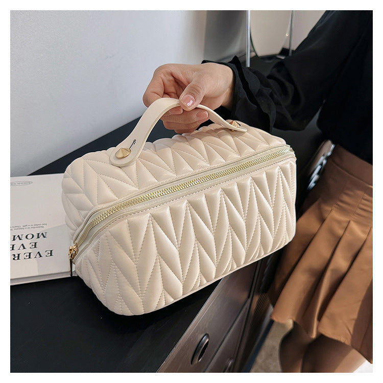 PU Makeup Brush Storage Multifunctional Cosmetic Organizer Bag Large Capacity Lightweight with Zipper Portable for Holiday Gifts