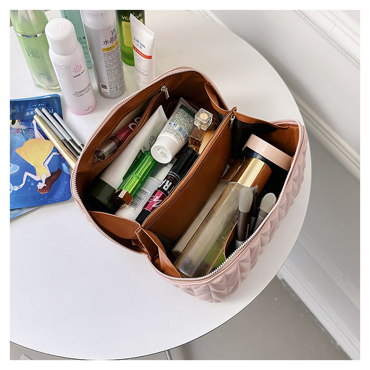 PU Makeup Brush Storage Multifunctional Cosmetic Organizer Bag Large Capacity Lightweight with Zipper Portable for Holiday Gifts
