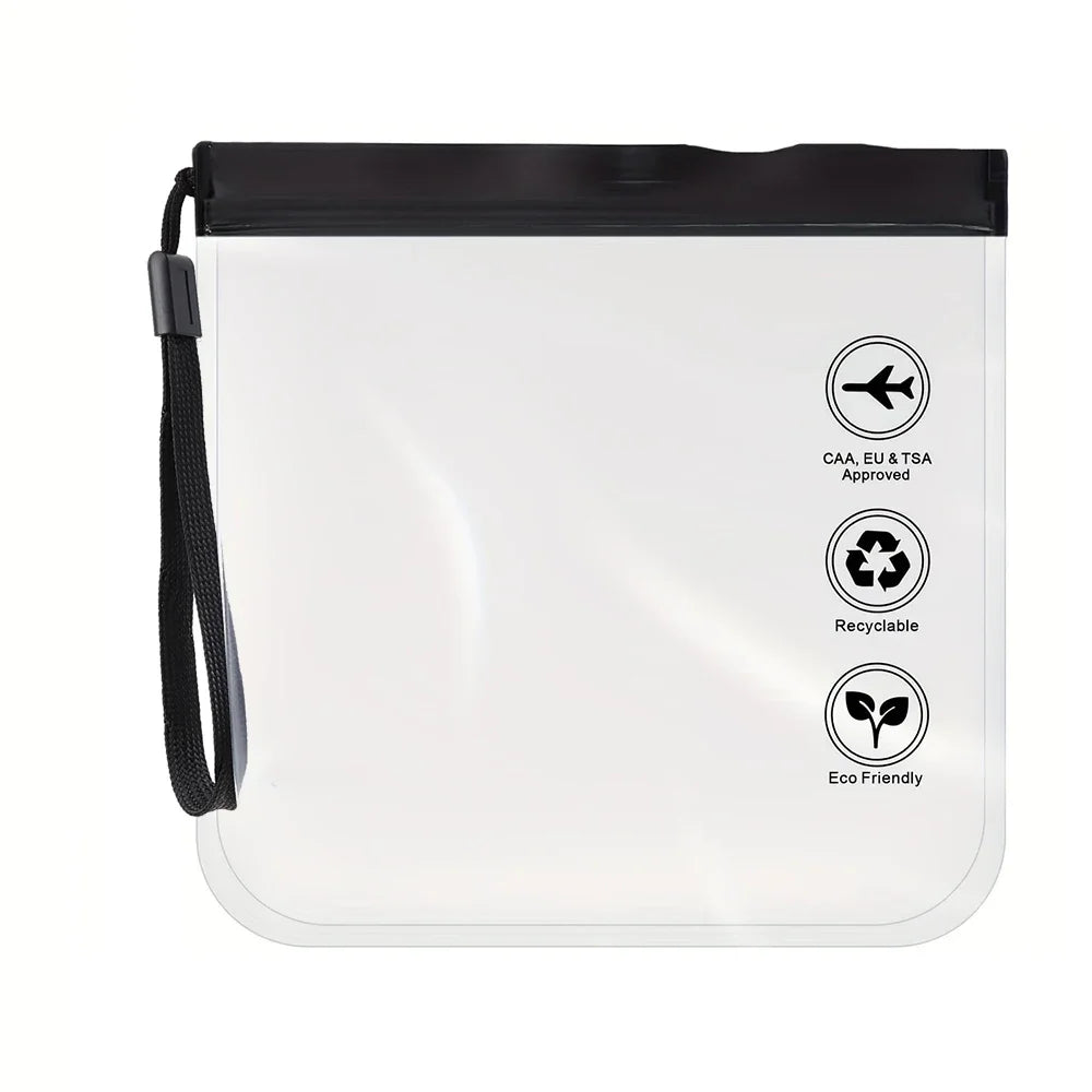 Trousse avion 20x20cm transparente EVA noir | Cabine 1L mixte
