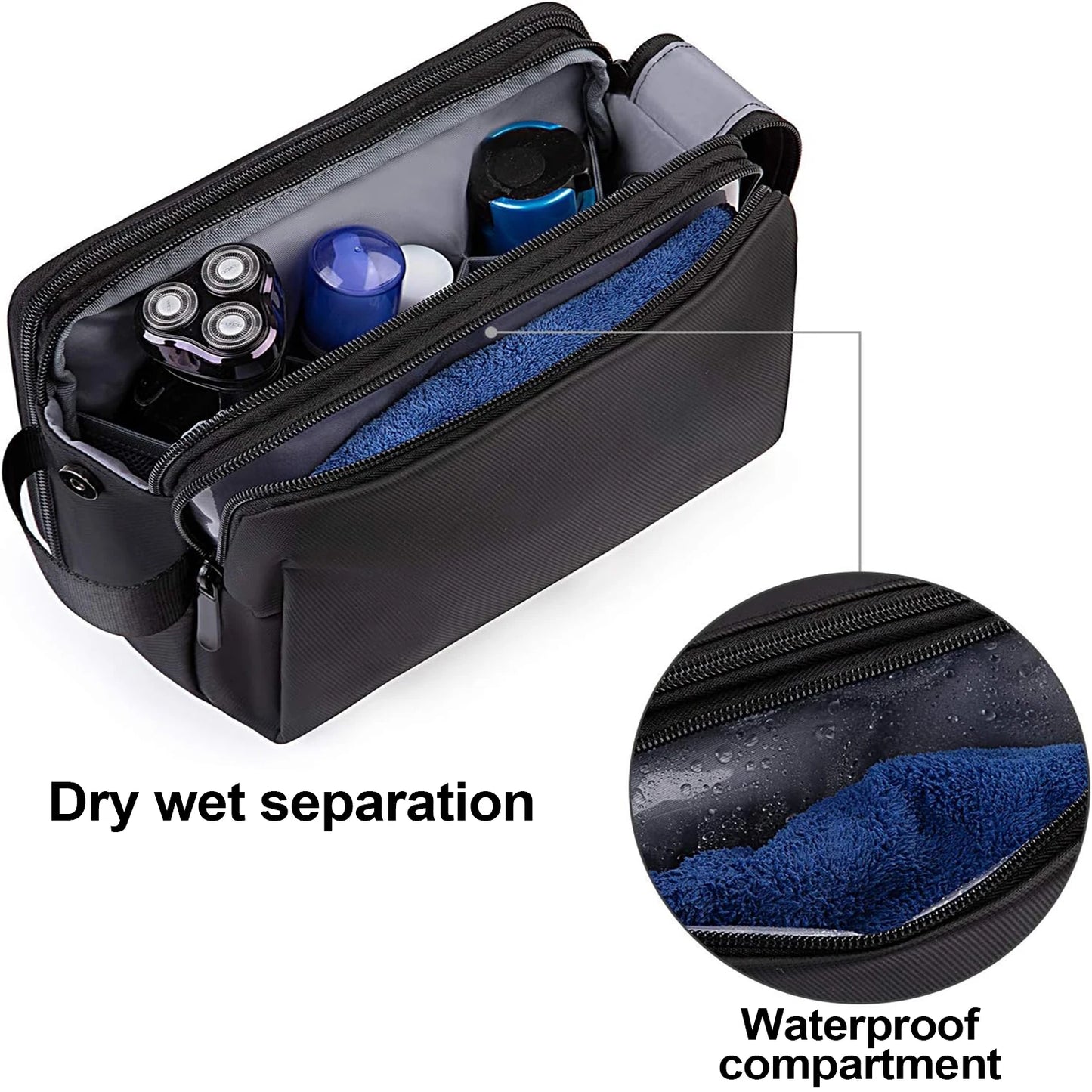 Trousse de toilette homme noire – compacte, étanche, rasage & voyage