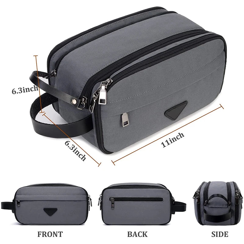 Trousse toilette homme noire 28×16 cm – toile imperméable – voyage