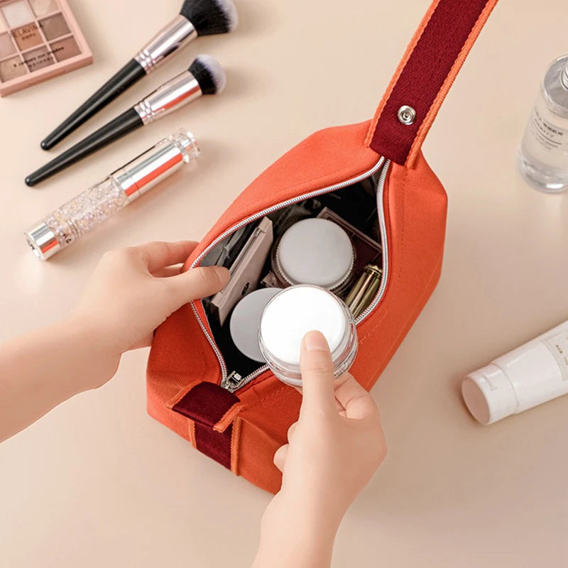 Trousse toilette femme toile orange 22 cm – Compacte – Voyage & sac