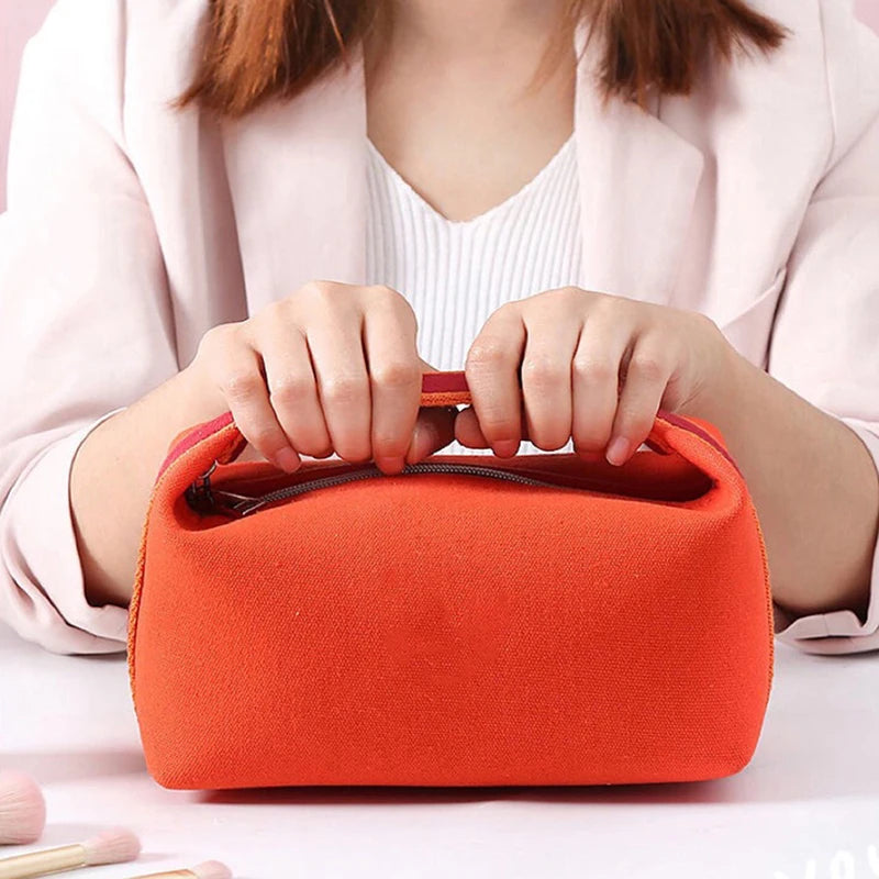 Trousse toilette écru femme – Compacte toile épaisse – Chic & voyage