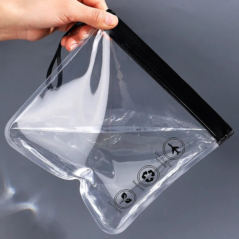 Trousse avion 20x20cm transparente EVA gris | Cabine 1L conforme