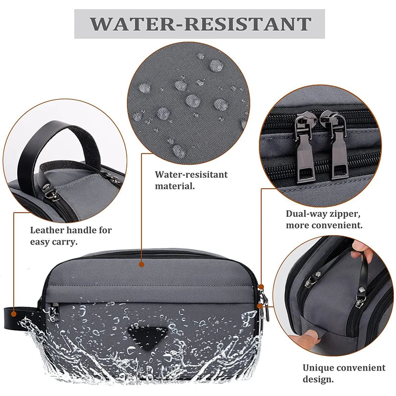 Trousse toilette homme noire 28×16 cm – toile imperméable – voyage