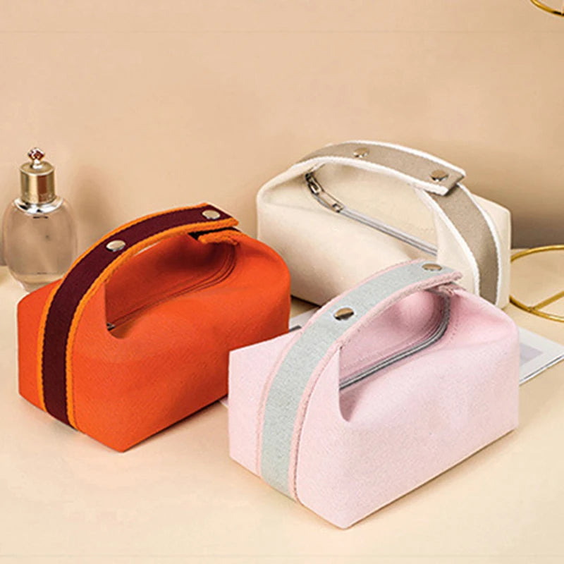 Trousse maquillage rose poudré femme – Tissu toile – Sac & voyage