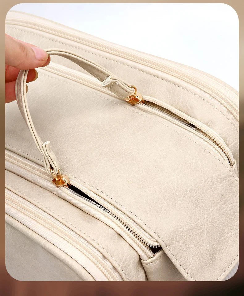 Multifunctional Makeup Bag For Women PU Leather Large Capacity Portable Double Zipper Travel Makeup Brush Toiletries Storage Bag