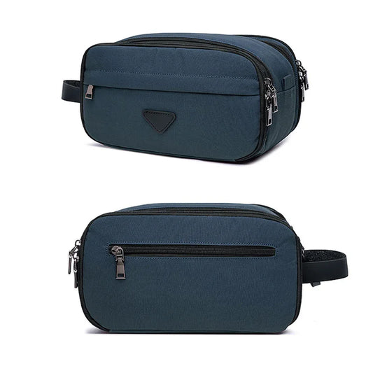 Trousse de toilette homme bleue – toile imperméable – usage voyage