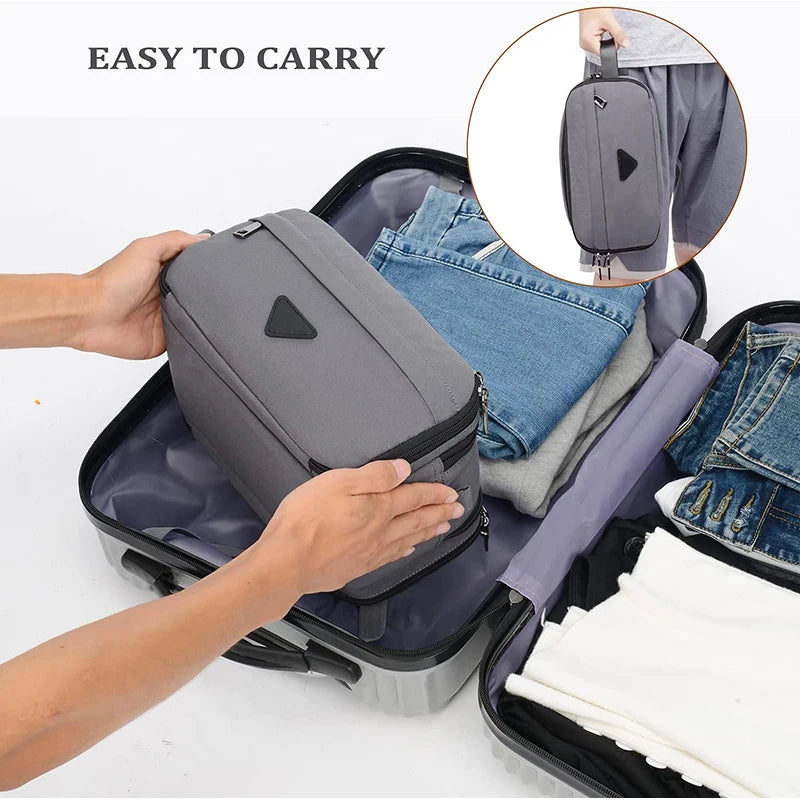 Trousse toilette homme noire 28×16 cm – toile imperméable – voyage