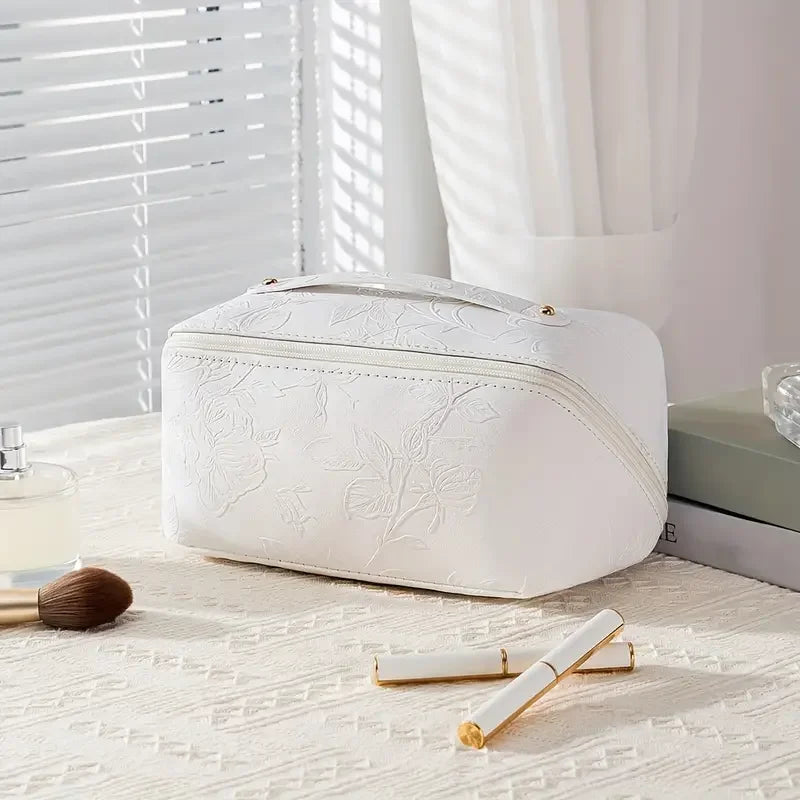 Vintage Flower Women Tote Cosmetic Bag Fashion Portable Pillow Makeup Orgainzer Pouch Washbag Large Capacity Travel Zipper Bag