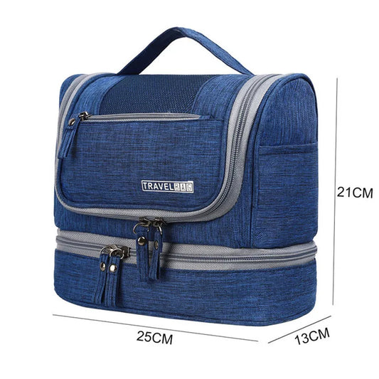 Trousse toilette femme bleu marine – voyage, waterproof, accrochable