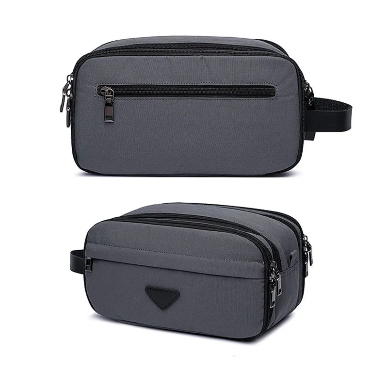 Trousse toilette homme grise – toile étanche – week-end et voyages