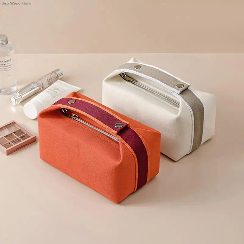 Trousse toilette écru femme – Compacte toile épaisse – Chic & voyage