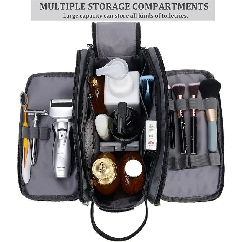 Trousse toilette homme noire 28×16 cm – toile imperméable – voyage