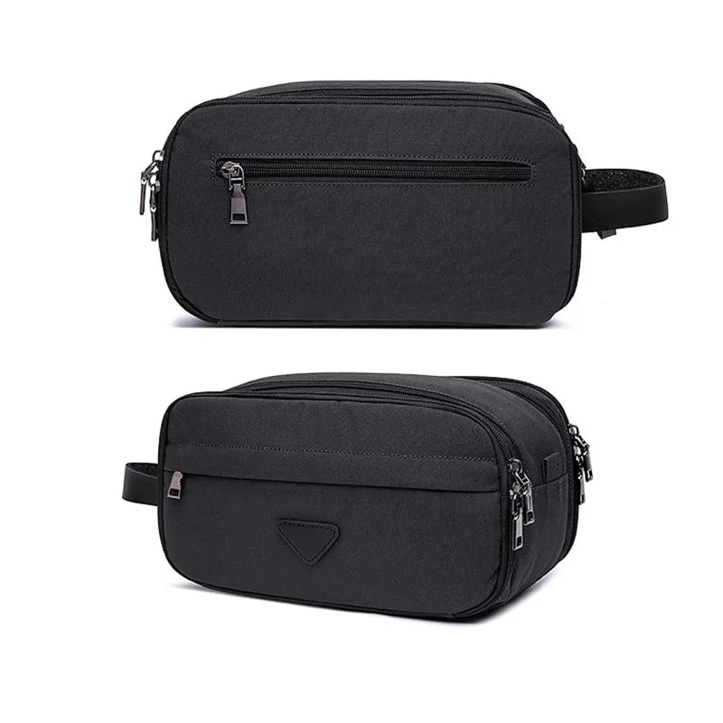 Trousse toilette homme noire 28×16 cm – toile imperméable – voyage