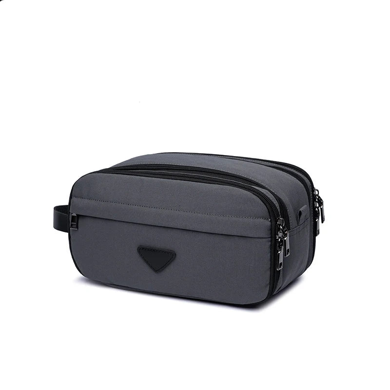 Trousse toilette homme grise – toile étanche – week-end et voyages