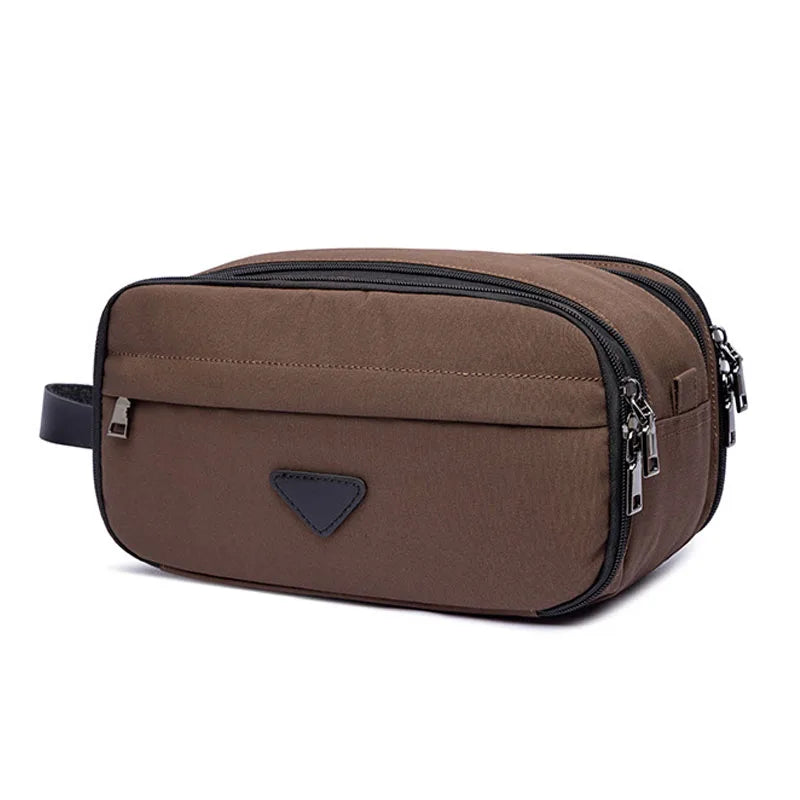 Trousse homme marron – toile résistante et étanche – week-end/voyage