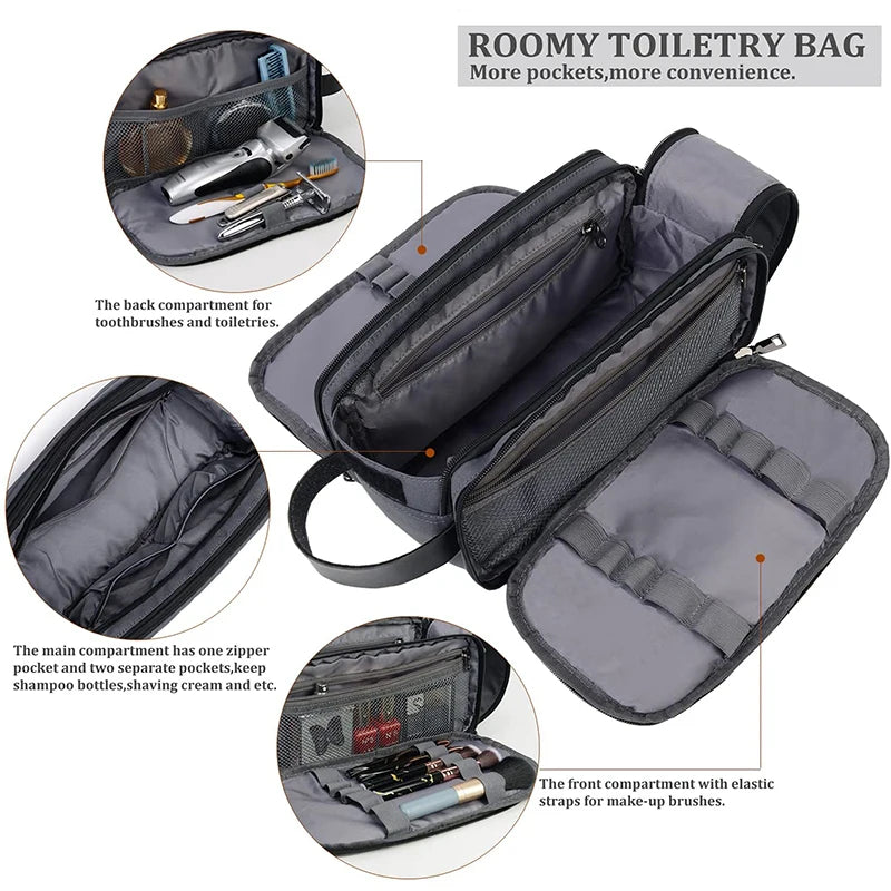Trousse toilette homme noire 28×16 cm – toile imperméable – voyage