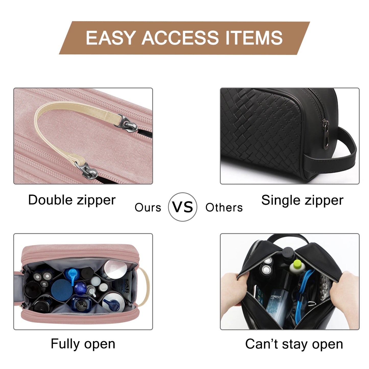 BAGSMART Toiletry Bag Men Large Capacity Men's Necessaire Travel Makeup Bag Waterproof Women Cosmetic Travel Organizer