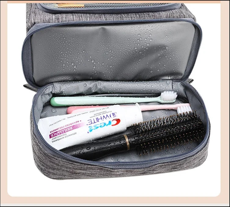 Trousse toilette femme noire – étanche, suspendue, grande capacité