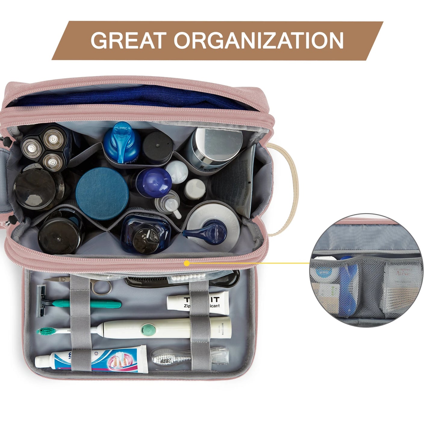 BAGSMART Toiletry Bag Men Large Capacity Men's Necessaire Travel Makeup Bag Waterproof Women Cosmetic Travel Organizer