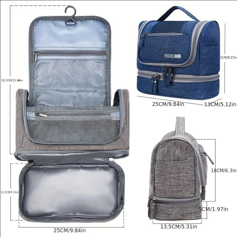 Trousse toilette femme bleu marine – voyage, waterproof, accrochable