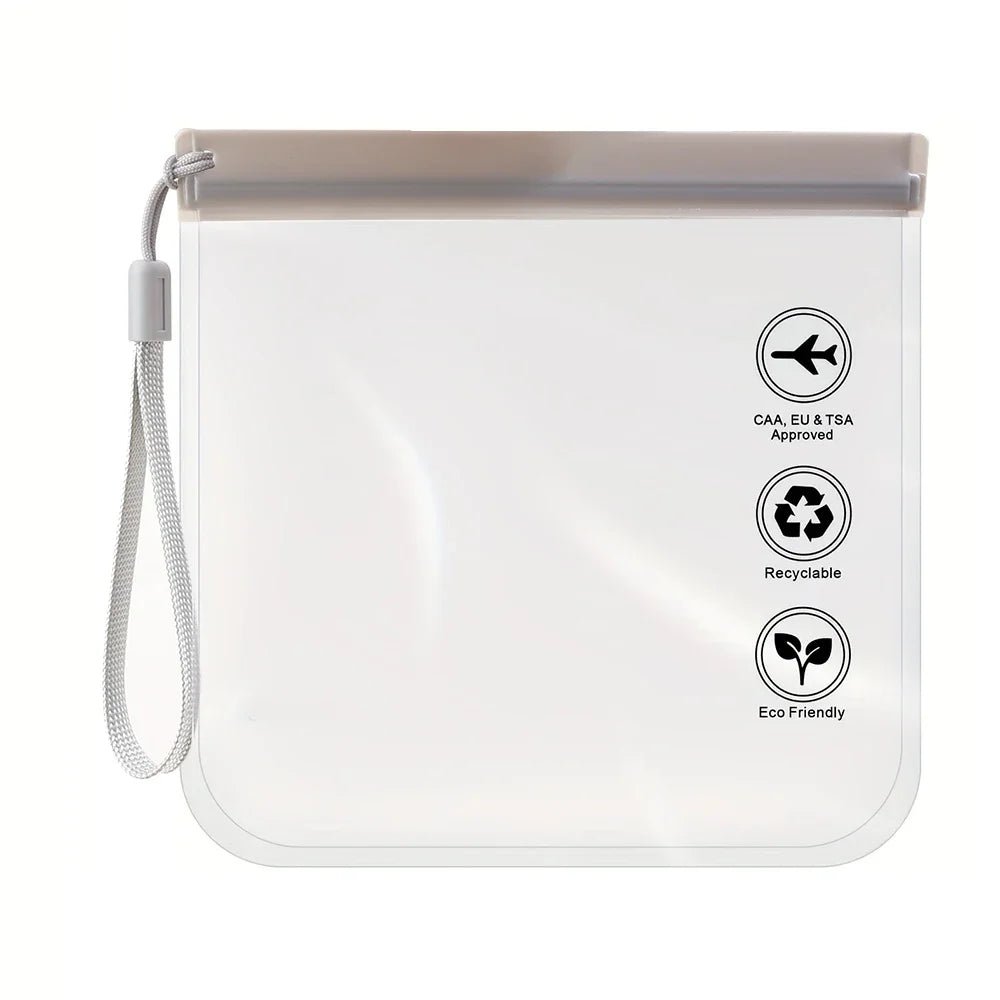Trousse avion 20x20cm transparente EVA gris | Cabine 1L conforme