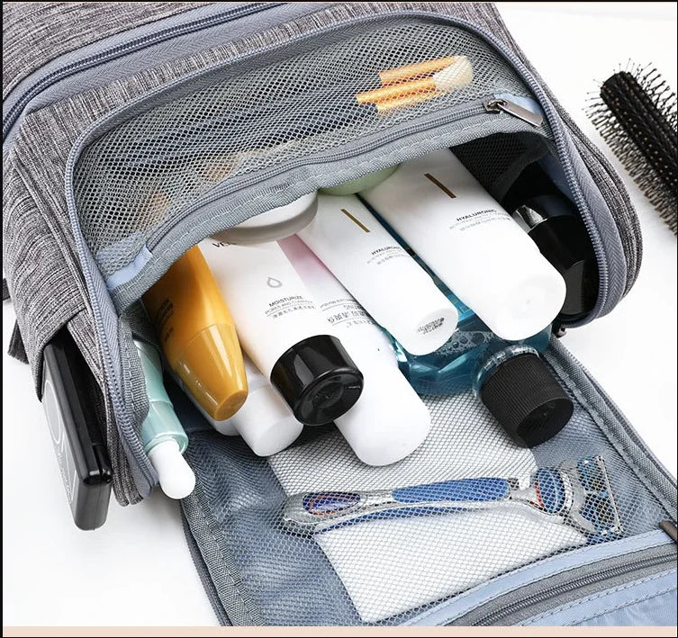 Trousse toilette femme noire – étanche, suspendue, grande capacité