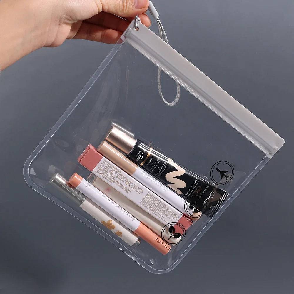 Trousse avion 20x20cm transparente EVA gris | Cabine 1L conforme