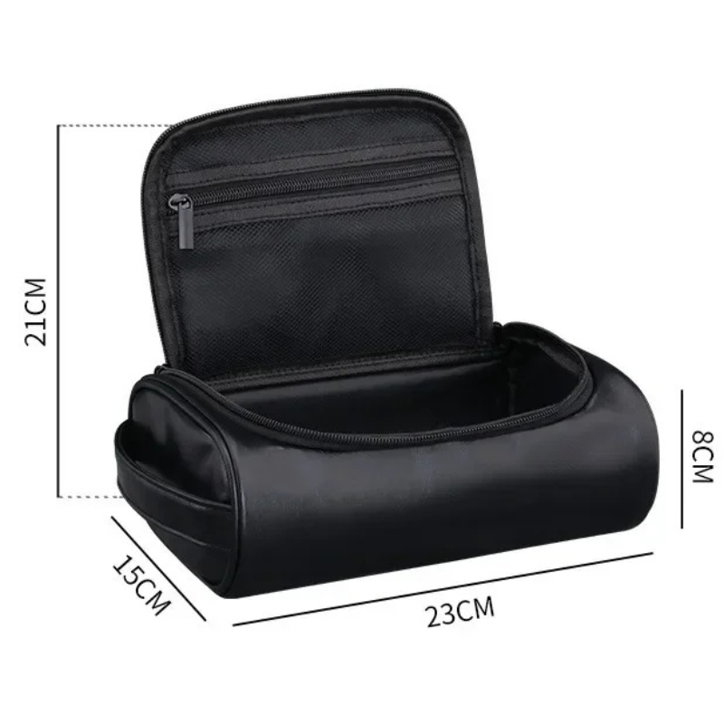 Trousse toilette homme noire – cuir PU étanche – week-end & pro