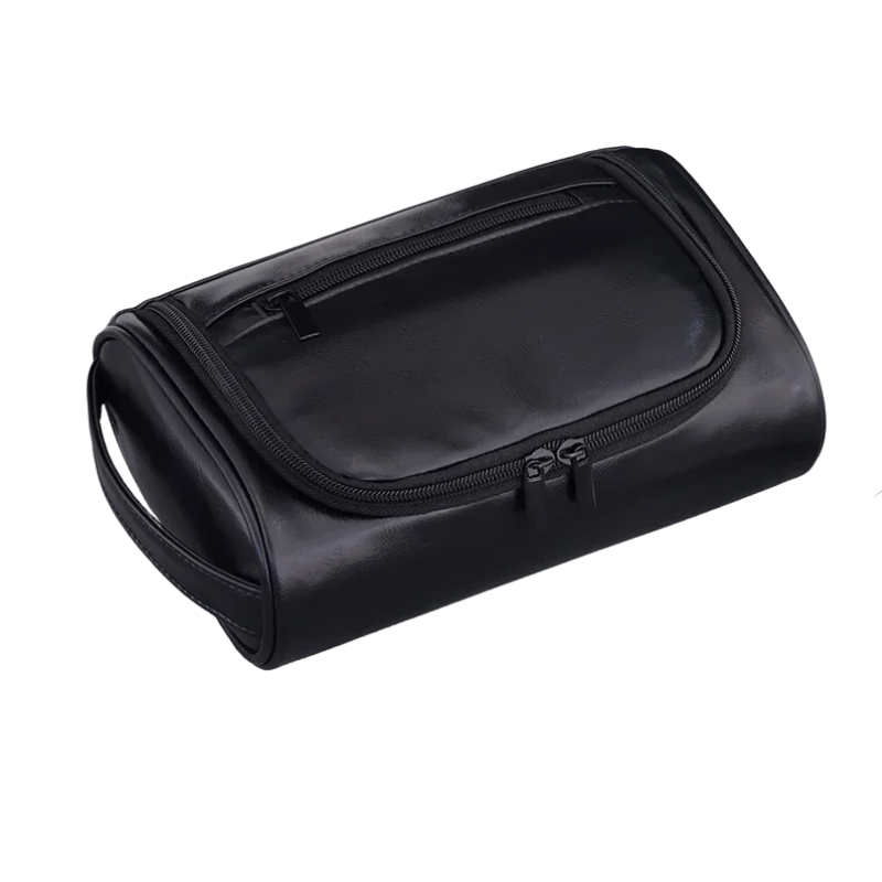 Trousse toilette homme noire – cuir PU étanche – week-end & pro