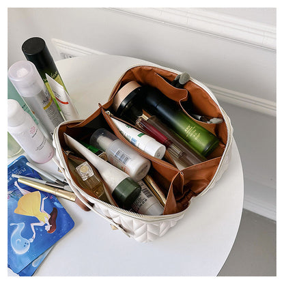 PU Makeup Brush Storage Multifunctional Cosmetic Organizer Bag Large Capacity Lightweight with Zipper Portable for Holiday Gifts