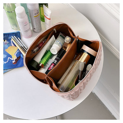 PU Makeup Brush Storage Multifunctional Cosmetic Organizer Bag Large Capacity Lightweight with Zipper Portable for Holiday Gifts