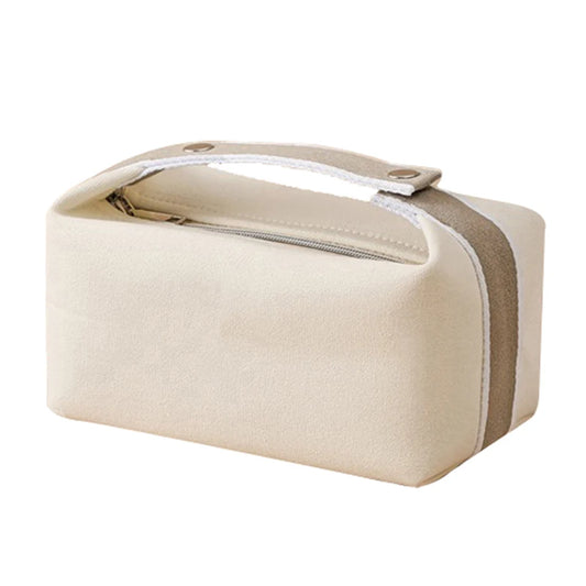 Trousse toilette écru femme – Compacte toile épaisse – Chic & voyage
