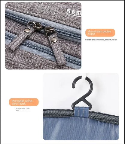 Trousse de toilette femme grise – suspendue, étanche, voyage