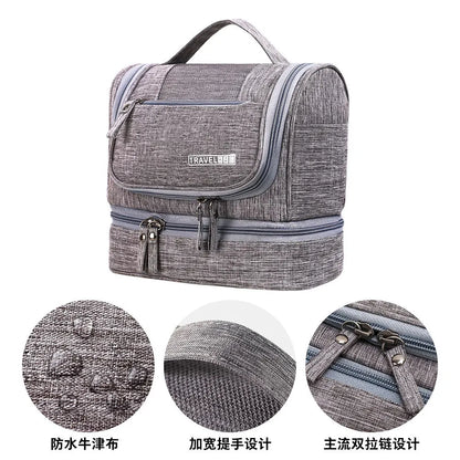 Trousse de toilette femme grise – suspendue, étanche, voyage