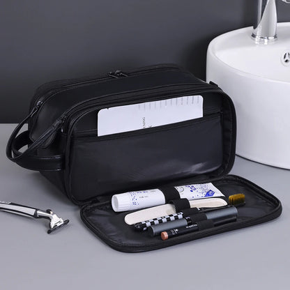 Trousse toilette homme noire – grand format cuir PU – voyage & salle de bain