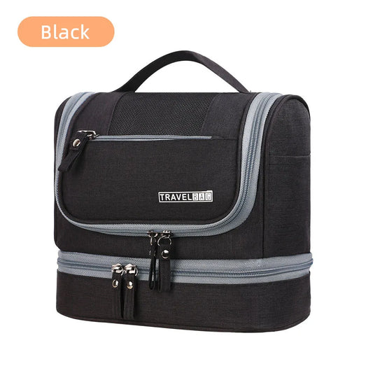Trousse toilette femme noire – étanche, suspendue, grande capacité