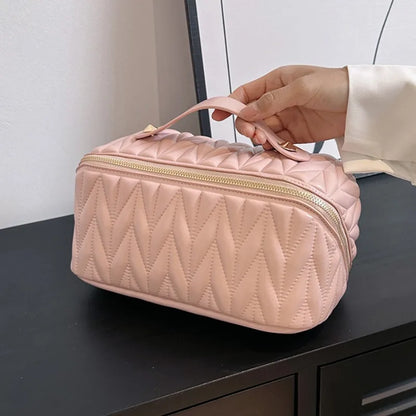 PU Makeup Brush Storage Multifunctional Cosmetic Organizer Bag Large Capacity Lightweight with Zipper Portable for Holiday Gifts