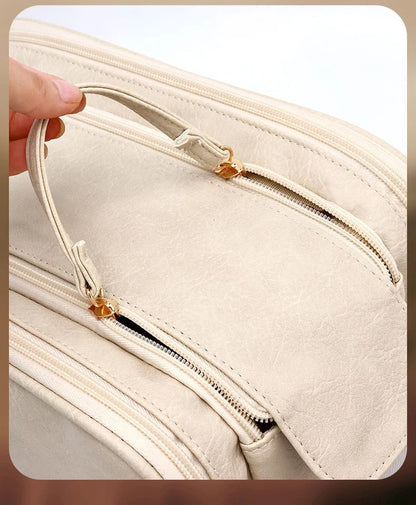 Multifunctional Makeup Bag For Women PU Leather Large Capacity Portable Double Zipper Travel Makeup Brush Toiletries Storage Bag