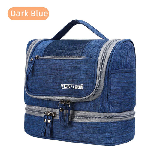 Trousse toilette femme bleu marine – voyage, waterproof, accrochable