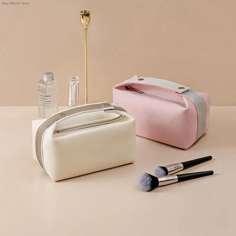 Trousse toilette toile jaune – Design compact – Rangement maquillage