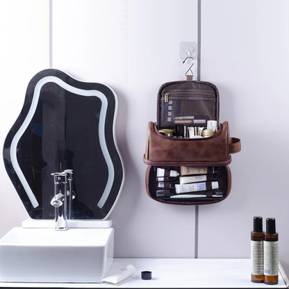 Trousse de toilette homme XL marron vintage, étanche - voyage