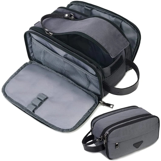 Trousse toilette homme grise – toile étanche – week-end et voyages