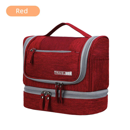 Trousse de toilette femme rouge – voyage, étanche, suspendue