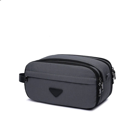 Trousse toilette homme grise – toile étanche – week-end et voyages