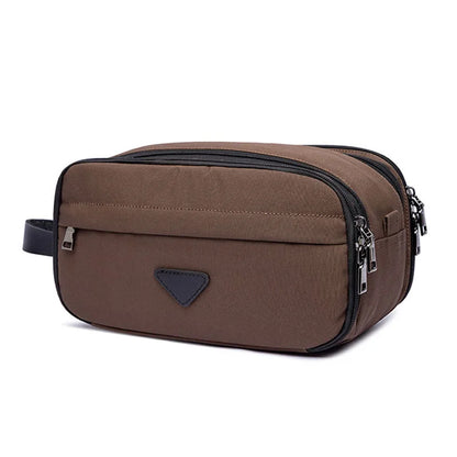 Trousse homme marron – toile résistante et étanche – week-end/voyage